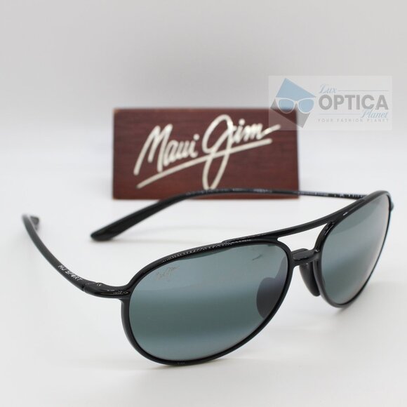 NEW Maui Jim ALELELE BRIDGE Polarized Sunglasses Black Frame / Grey Lens 438-02 - Picture 2 of 4